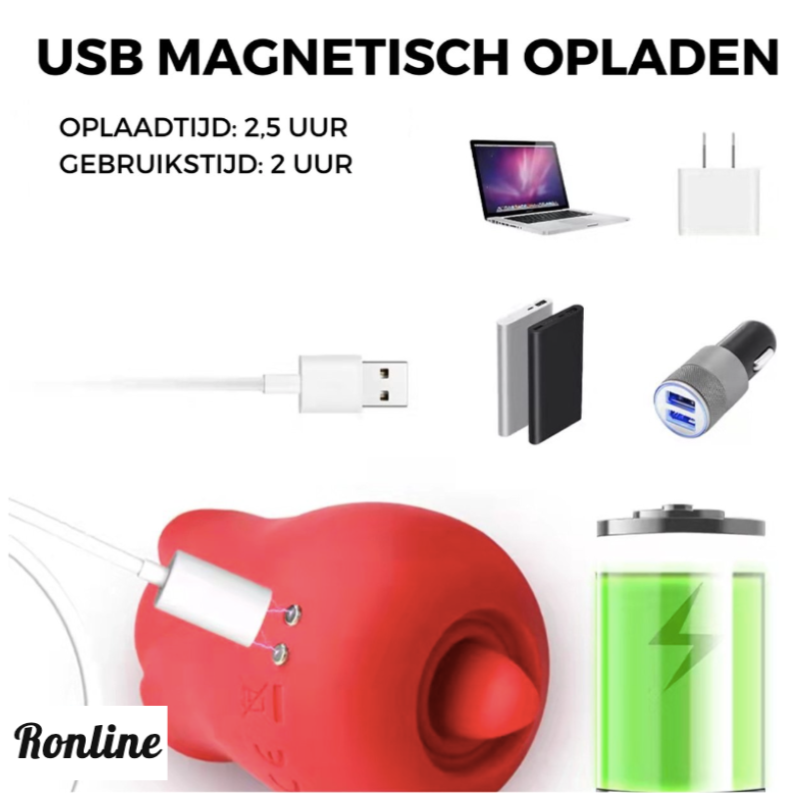 Roos luchtdruk vibrator - Luxe vibrator - Bef- Zuig - Clitoris - 6 zuig vibratie standen