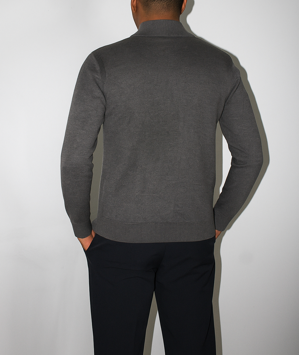 HALF ZIP ESSENTIAL SWEATER - DARK GRAY