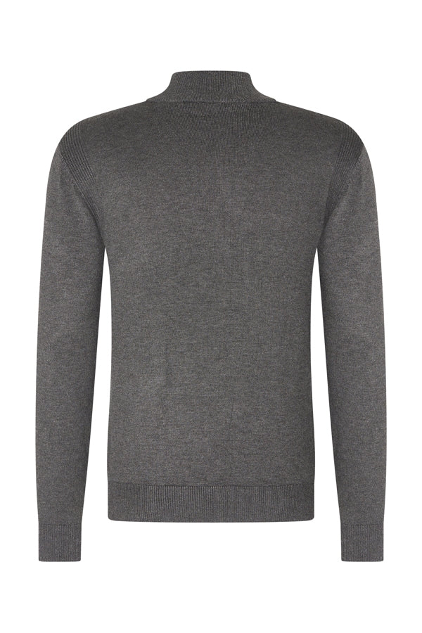 HALF ZIP ESSENTIAL SWEATER - DARK GRAY