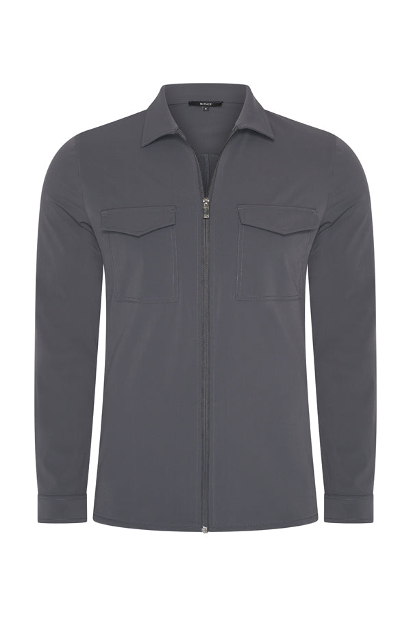 JACK ZIP DARK GREY OVERSHIRT MET ZAKKEN