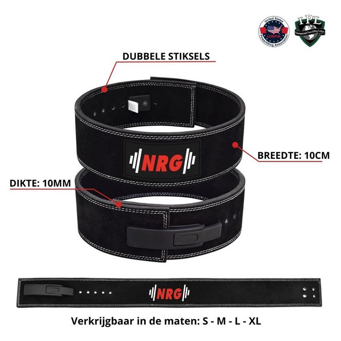 Powerlift Riem 4” – Met Lever Buckle - Leren Gewichtsriem voor Maximale Core- en Rugondersteuning