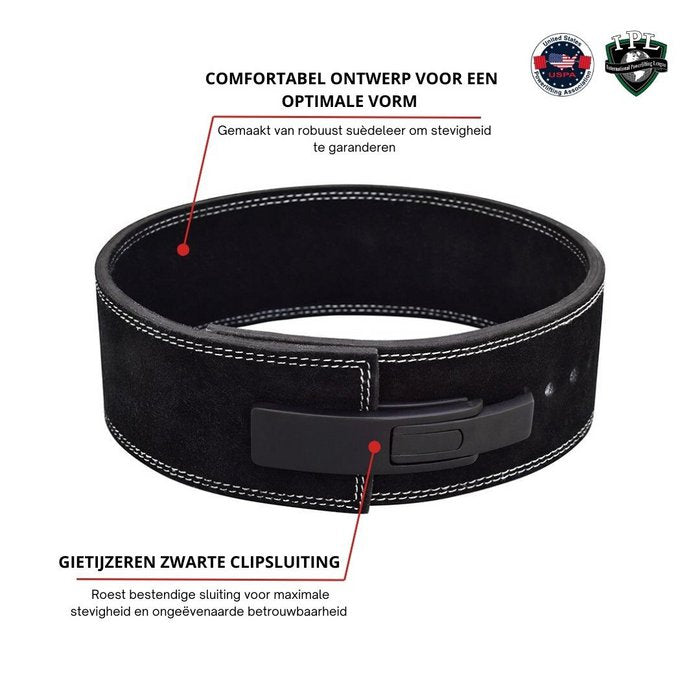 Powerlift Riem 4” – Met Lever Buckle - Leren Gewichtsriem voor Maximale Core- en Rugondersteuning