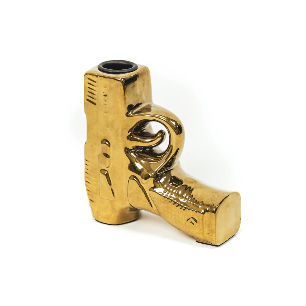 Housevitamin Gun/Pistool Kandelaar - Goud - Keramiek - 12x12x4cm