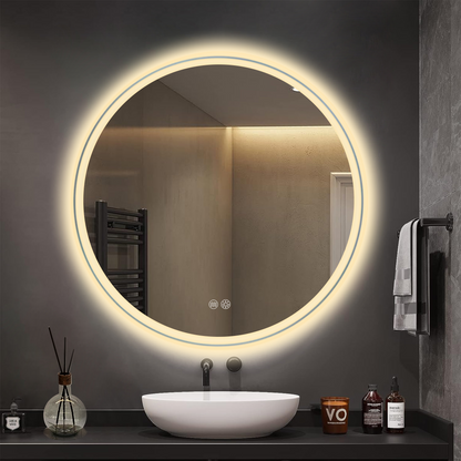 Badkamerspiegel Zwart Twin Star met Dubbele Lichtstrip - Rond 60 cm