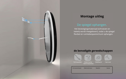 Badkamerspiegel Zwart Twin Star met Dubbele Lichtstrip - Rond 60 cm