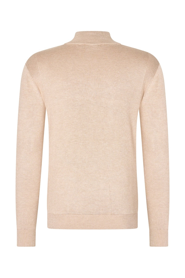 HALF ZIP ESSENTIAL SWEATER - BEIGE