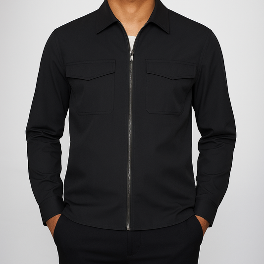 JACK ZIP BLACK OVERSHIRT MET ZAKKEN