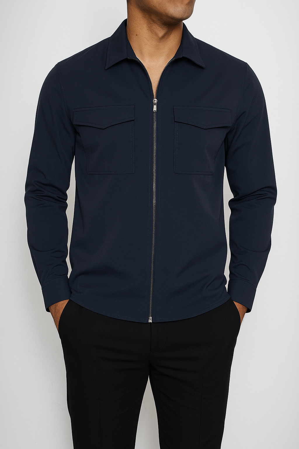 JACK ZIP DARK BLUE OVERSHIRT MET ZAKKEN