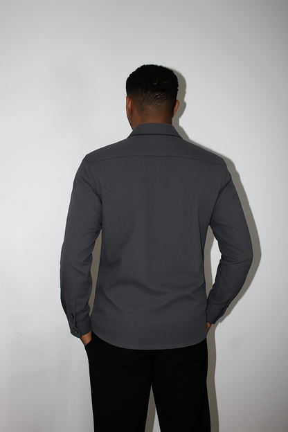 JACK ZIP DARK GREY OVERSHIRT MET ZAKKEN