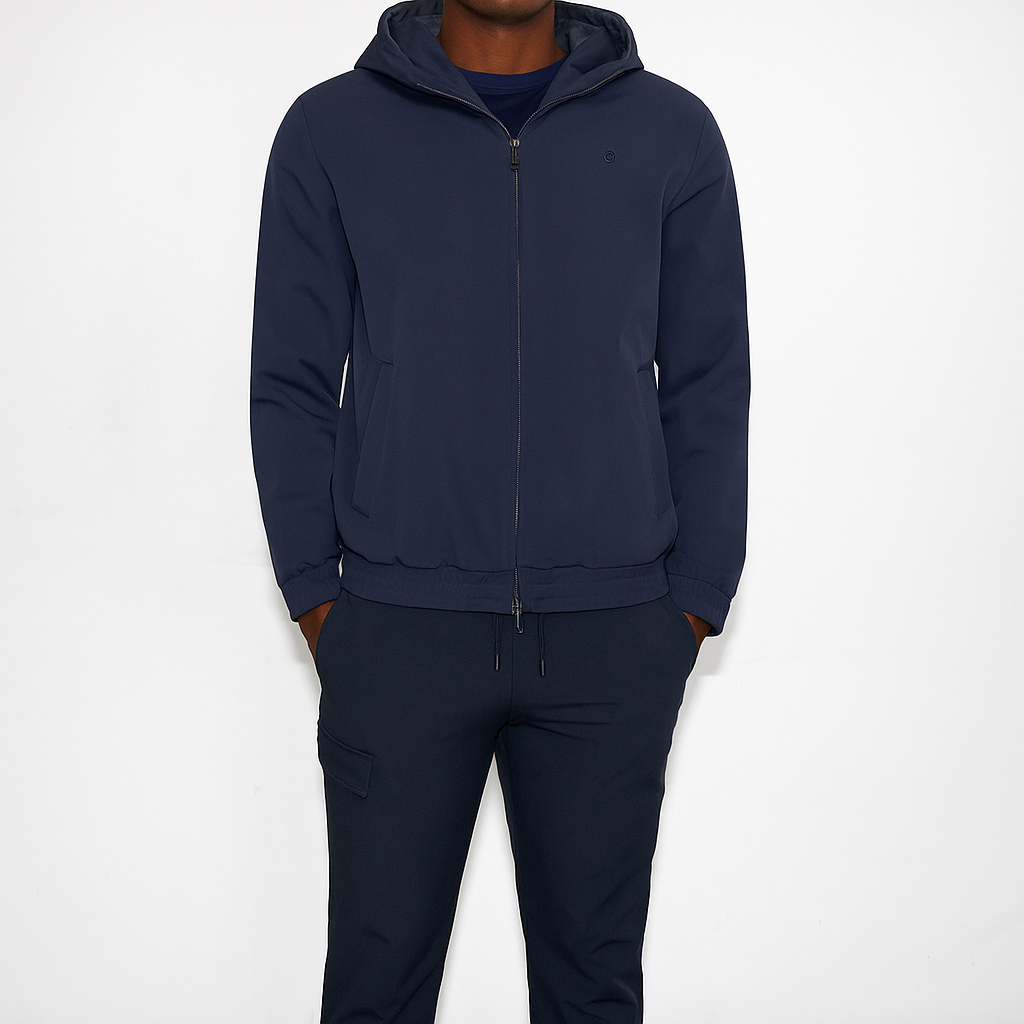 MEN LIGHTWEIGHT JACKED HOODED MARINE BLUE