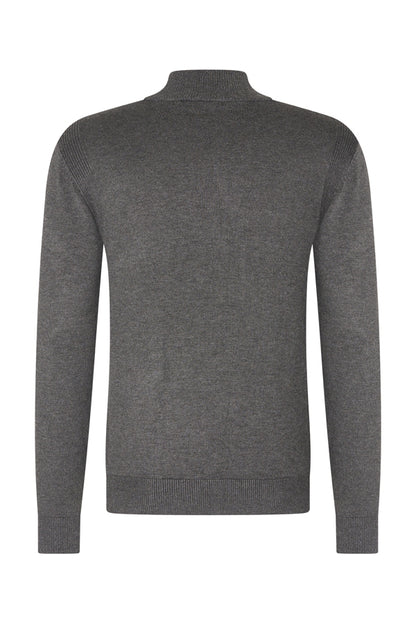 HALF ZIP ESSENTIAL SWEATER - DARK GREY