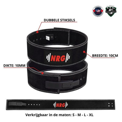 Powerlift Riem 4” – Met Lever Buckle - Leren Gewichtsriem voor Maximale Core- en Rugondersteuning