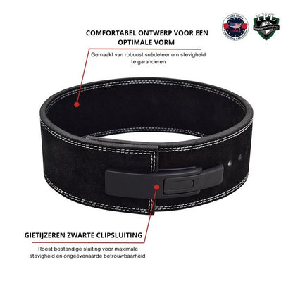 Powerlift Riem 4” – Met Lever Buckle - Leren Gewichtsriem voor Maximale Core- en Rugondersteuning