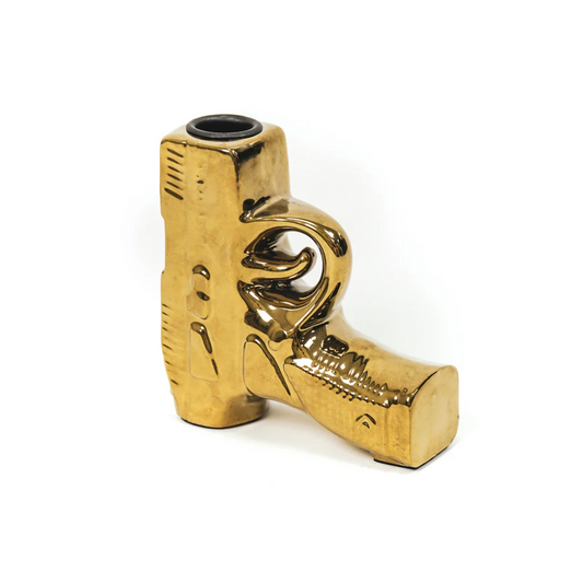 Housevitamin Gun/Pistool Kandelaar - Goud - Keramiek - 12x12x4cm